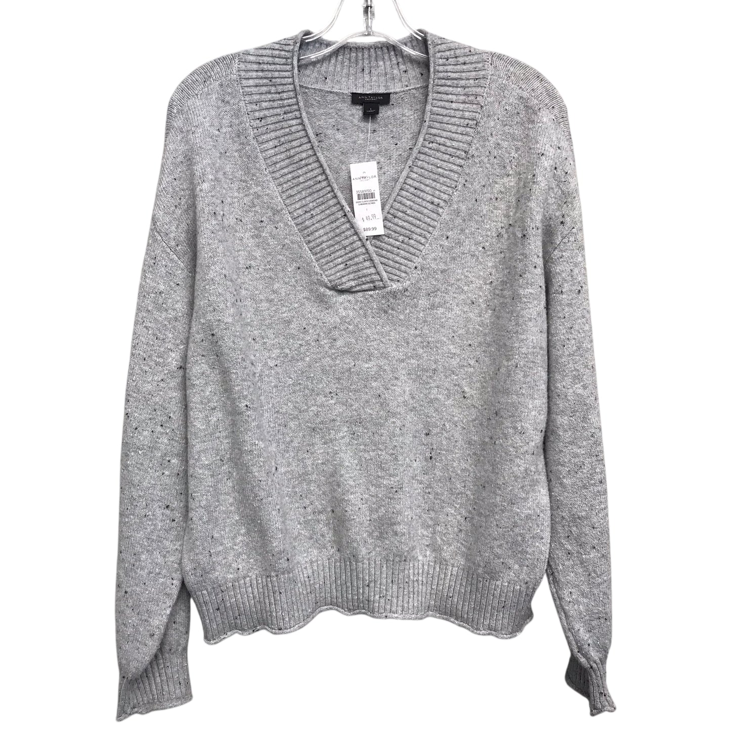 Sweater By Ann Taylor In Grey, Size:L