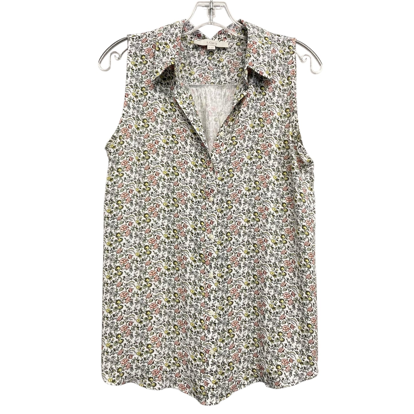 Top Sleeveless By Loft In Floral Print, Size:M