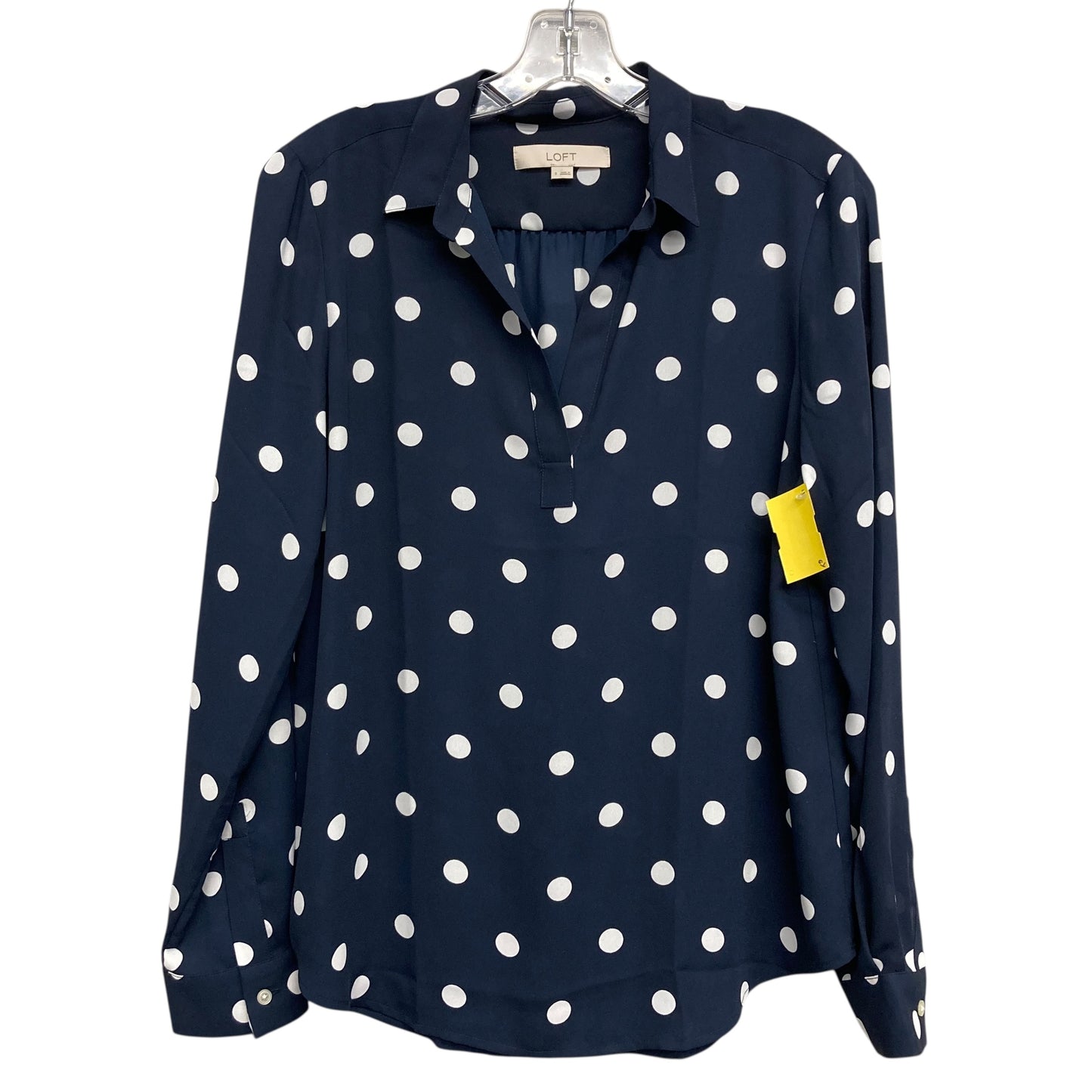 Blouse Ls By Loft In Polkadot Pattern, Size:S