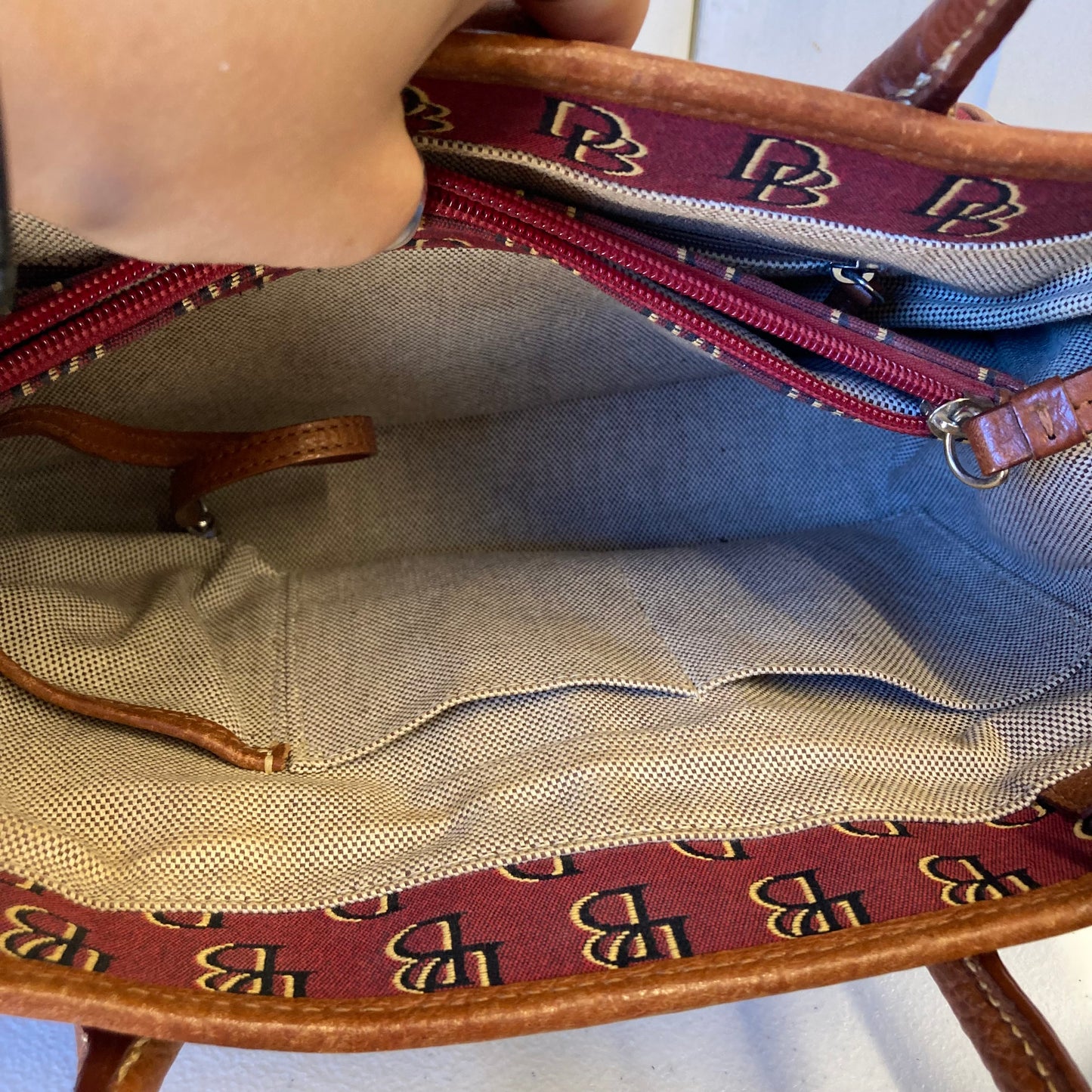 Handbag Designer By Dooney And Bourke In Maroon, Size:Medium