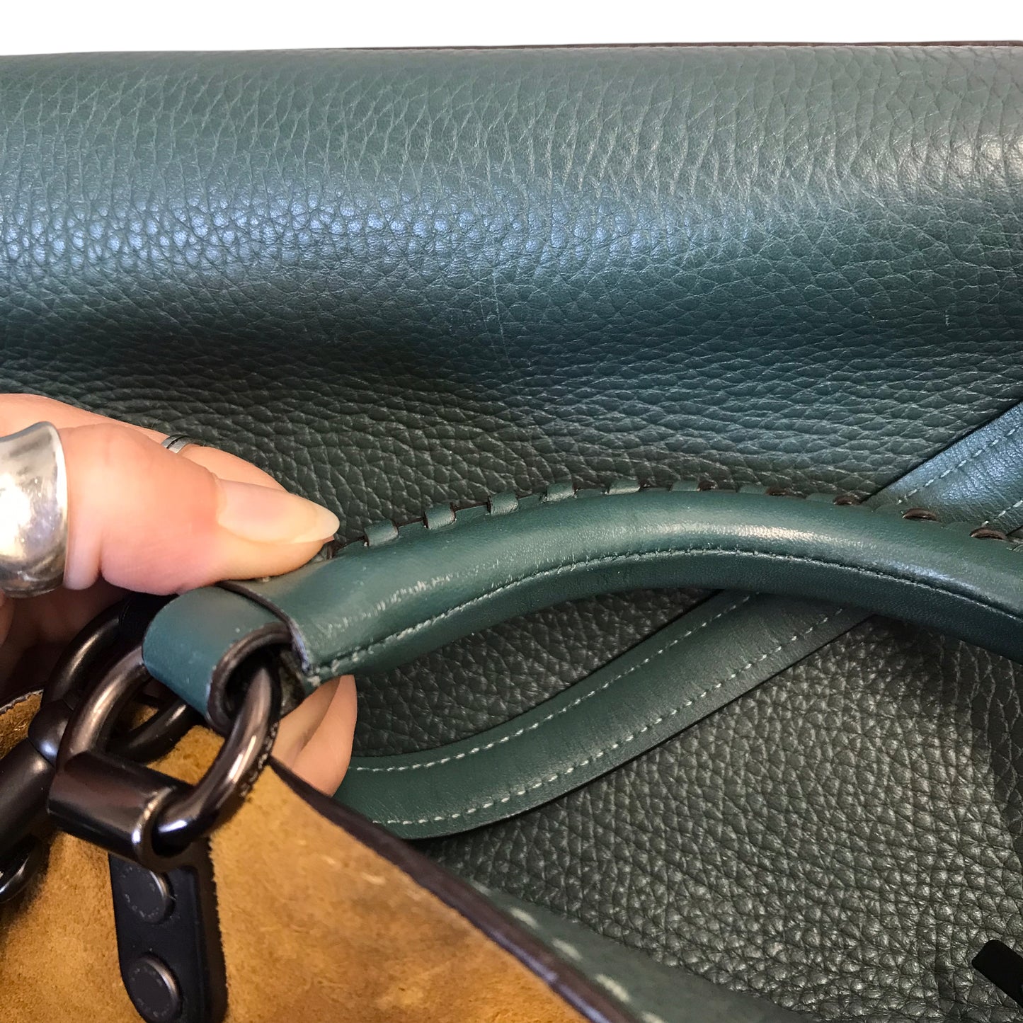 Handbag Designer By Coach In Green, Size:Large