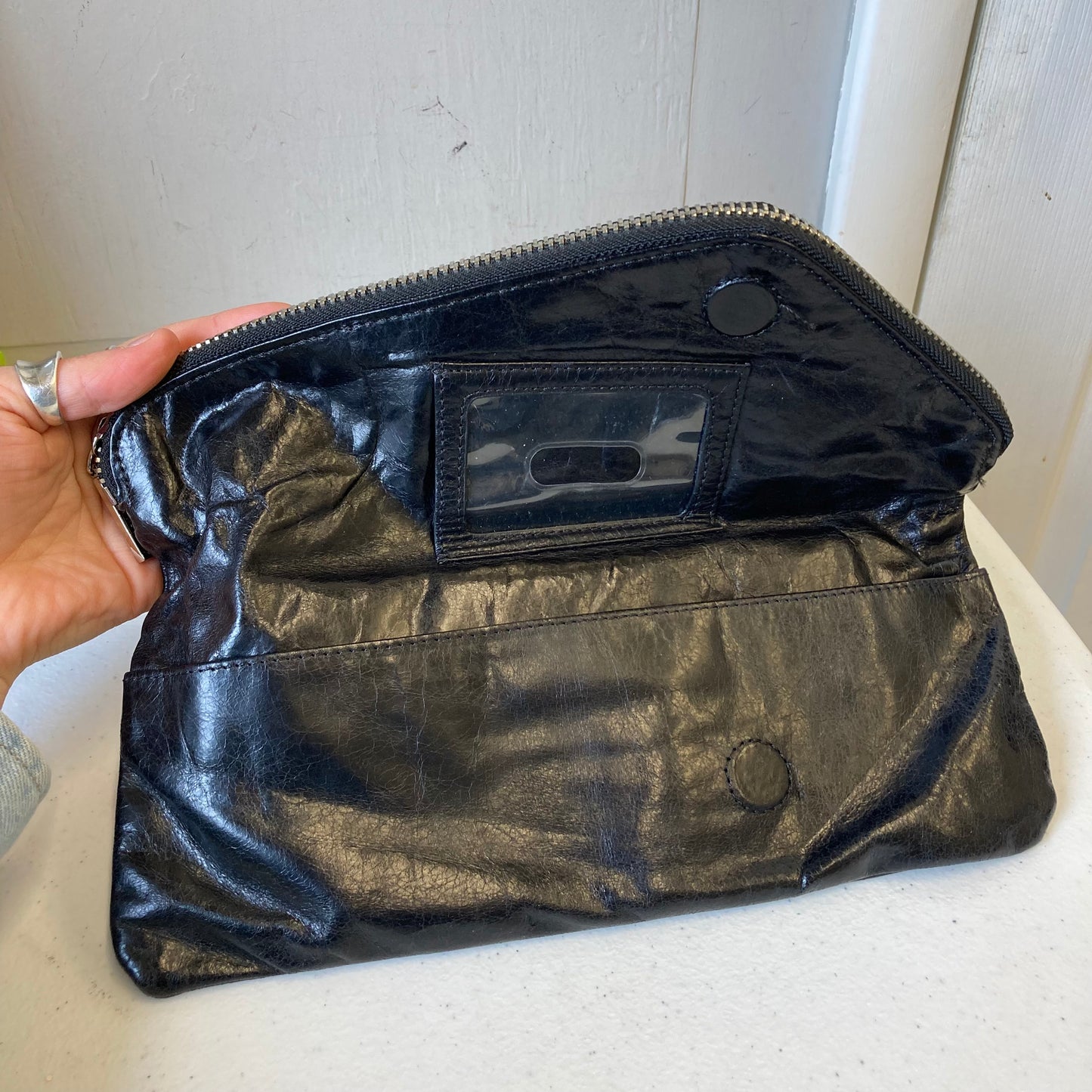 Clutch Leather By Hobo Intl In Black, Size:Medium