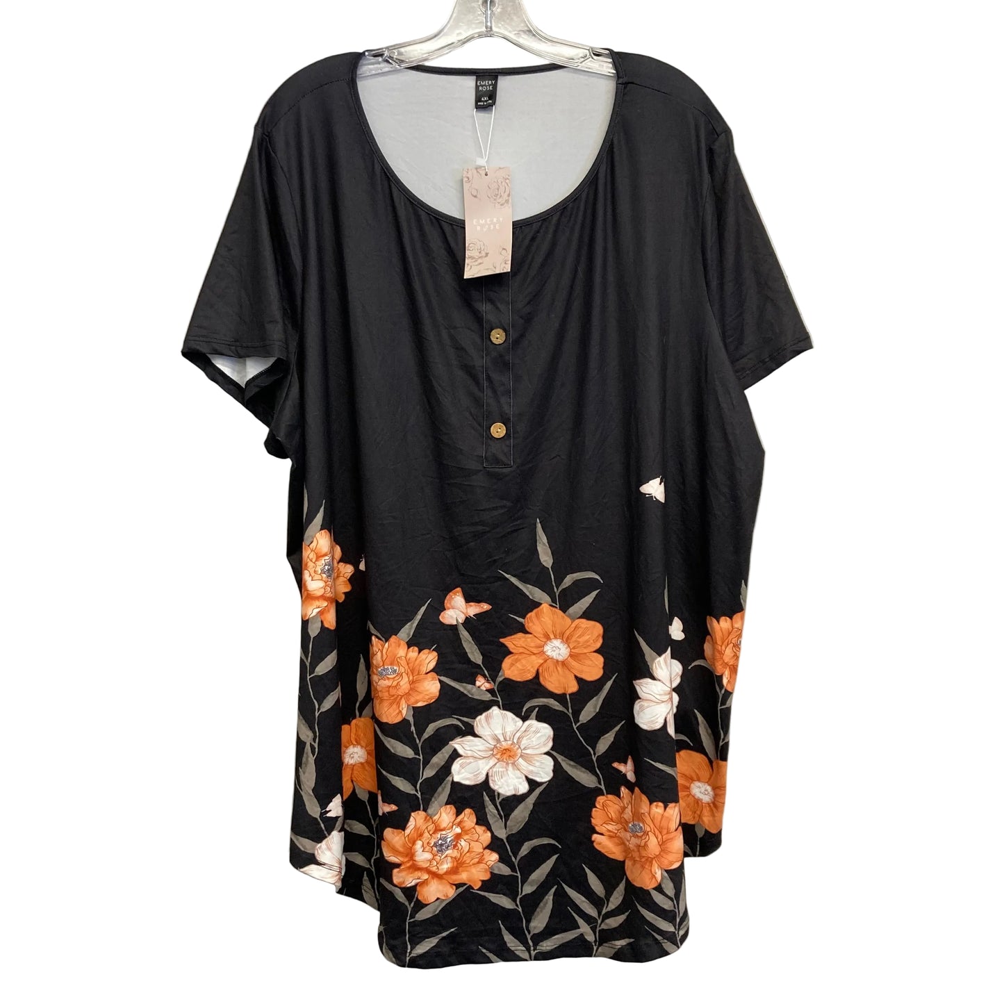 Top Ss By Emery Rose In Black & Orange, Size:4X