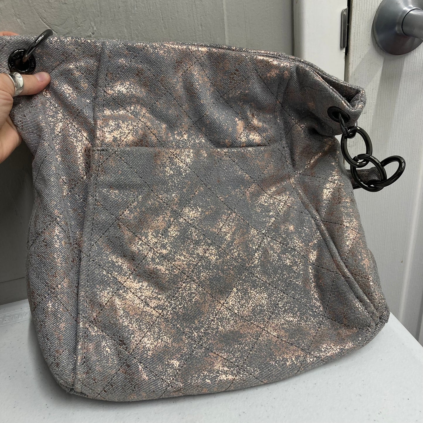 Crossbody By Aimee Kestenberg In Grey & Gold, Size:Large