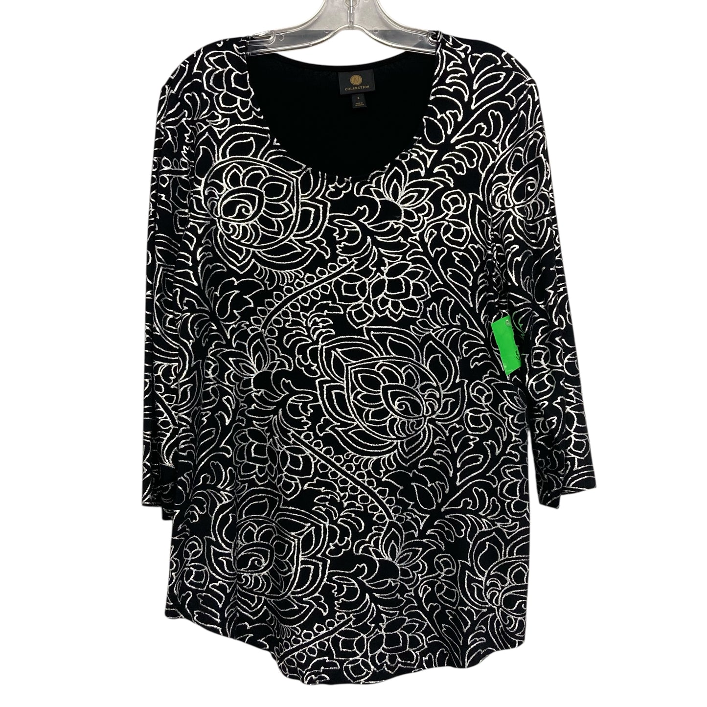 Top Ls By Jm Collections In Black & Silver, Size:S