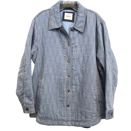 Jacket Shirt By Jachs Girlfirend In Blue, Size:1X