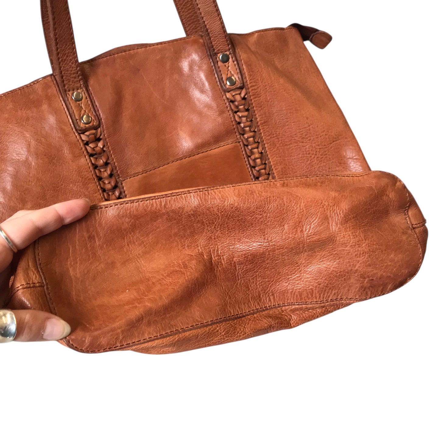 Handbag Leather By Vilenca Holland In Brown, Size:Large