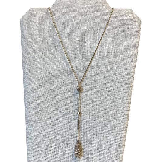 Necklace Lariat & Y-Drop By Express In Gold & White