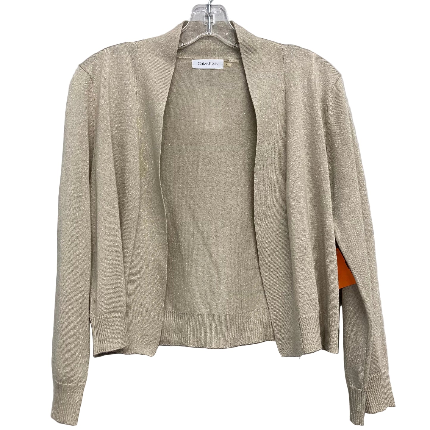 Sweater Cardigan By Calvin Klein In Tan, Size:Xl