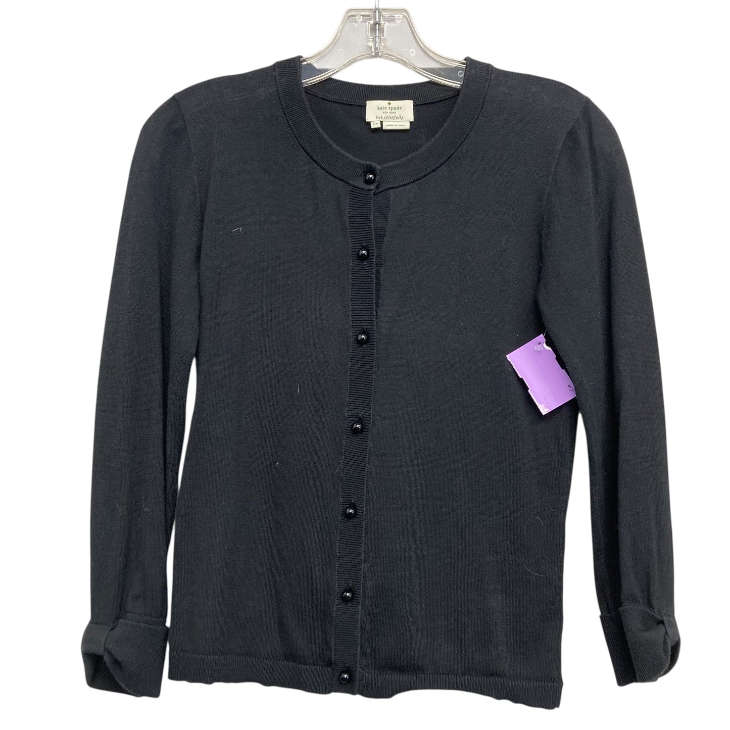 Sweater Cardigan Designer By Kate Spade In Black, Size:Xs