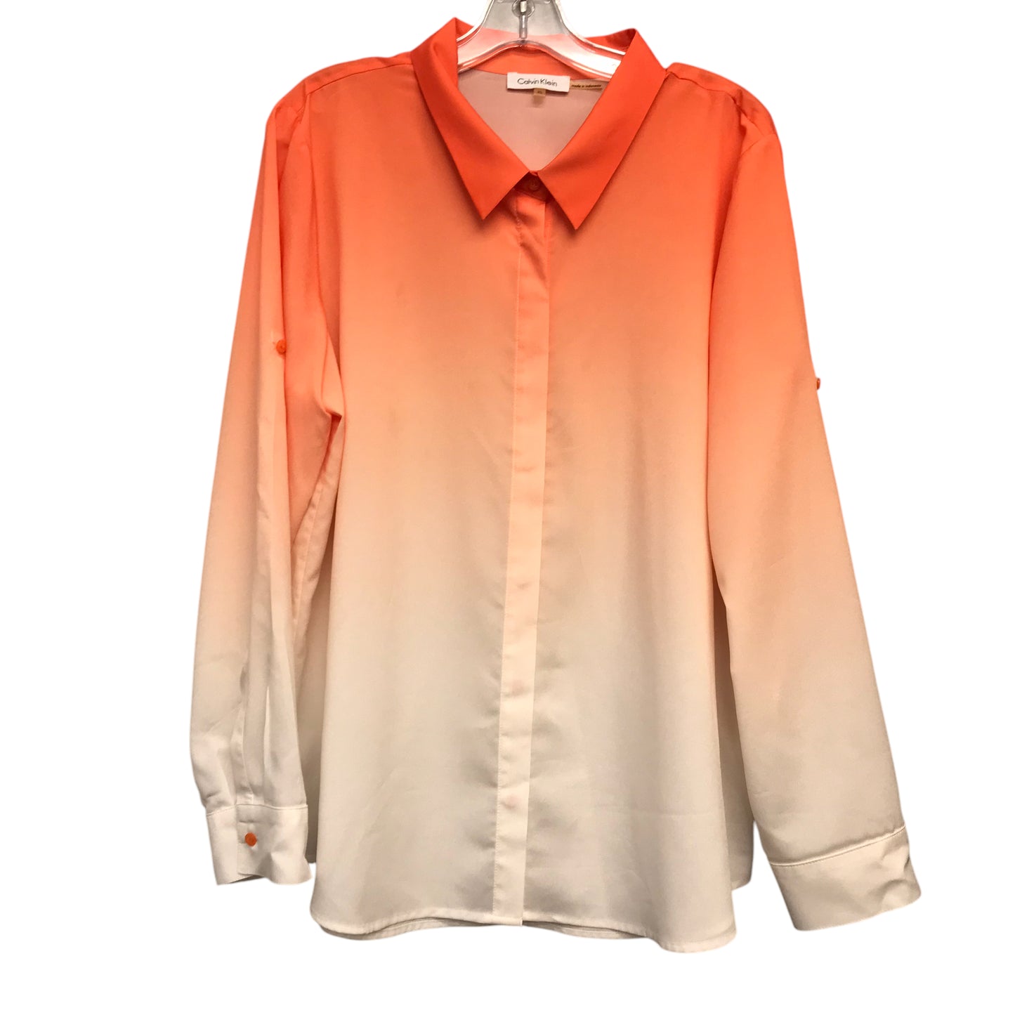 Top Ls By Calvin Klein In Orange & White, Size:Xl