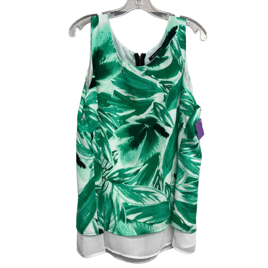 Top Sleeveless By Zac And Rachel In Green & White, Size:2X