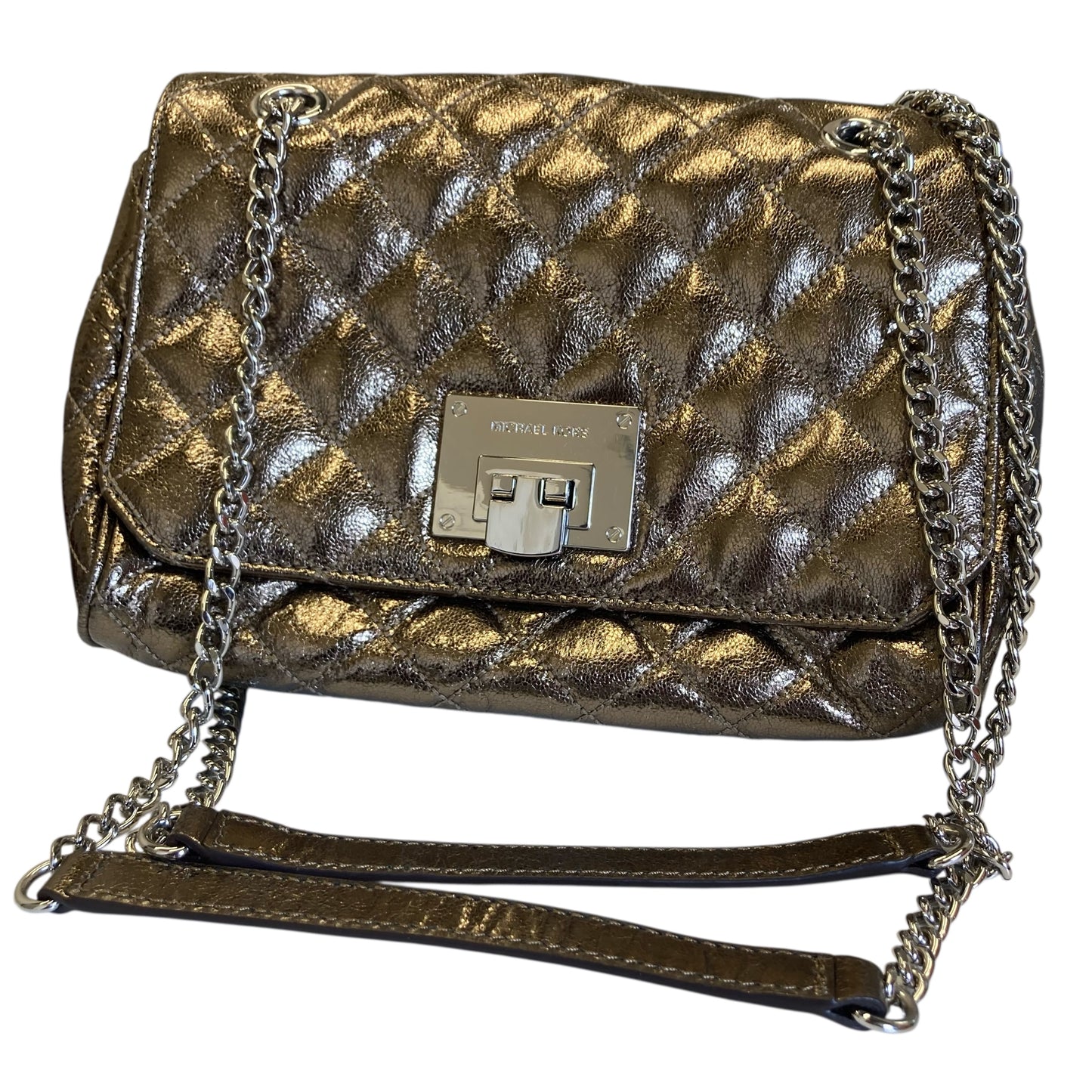 Crossbody Designer By Michael Kors In Gold, Size:Small