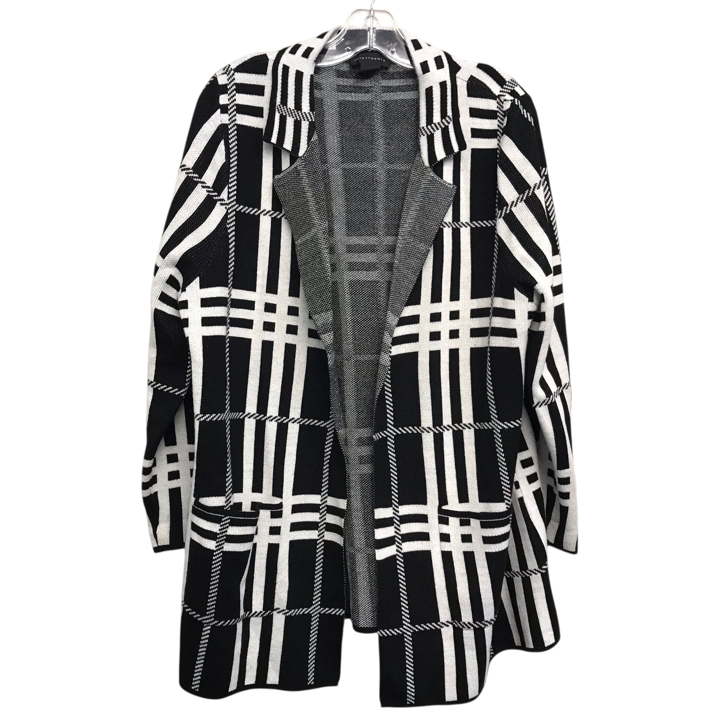 Sweater Cardigan By Investments In Black & White, Size:L