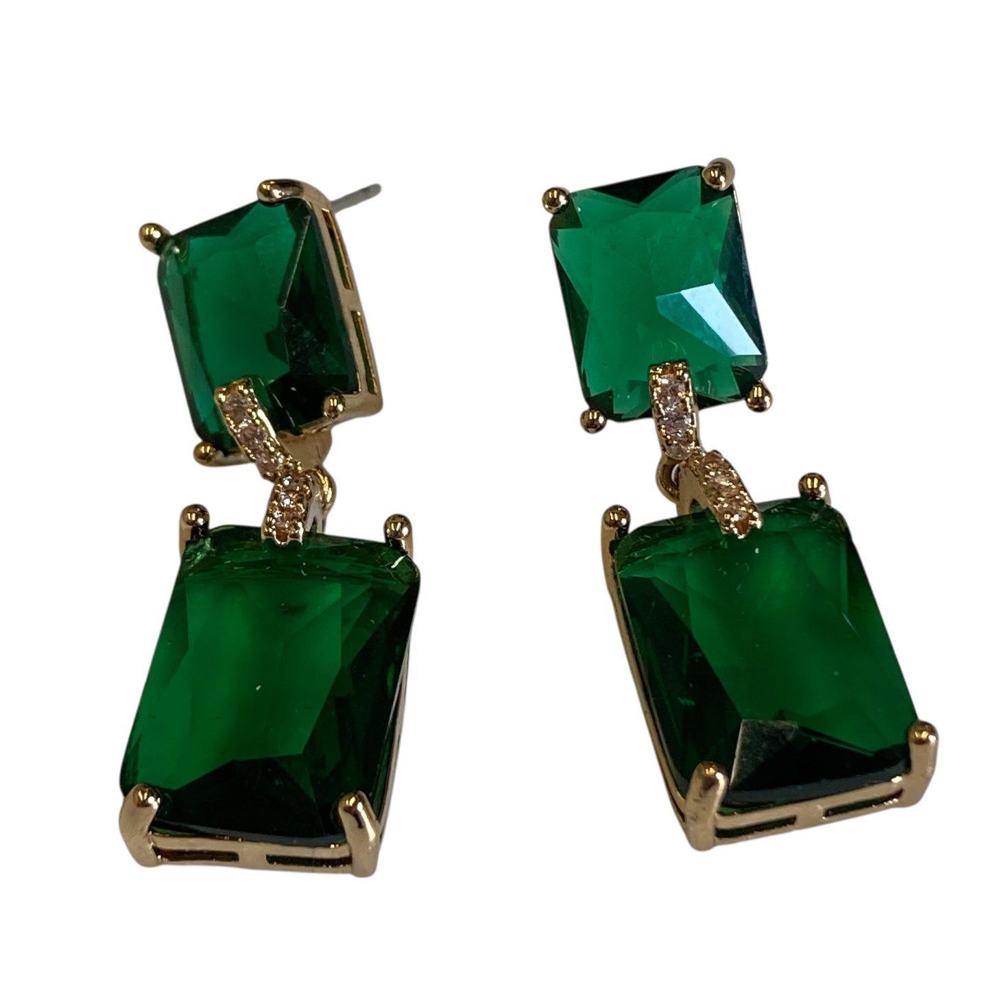 Earrings Dangle/Drop In Gold & Green