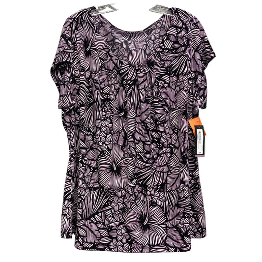 Top Sleeveless By Worthington In Black & Pink, Size:2X