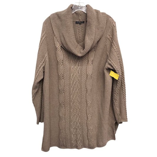 Sweater By Jeanne Pierre In Taupe, Size:2X