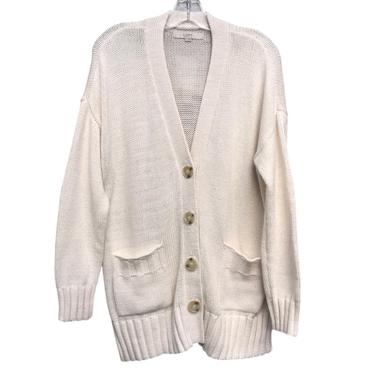 Sweater Cardigan By Loft In Ivory, Size:M