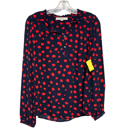 Blouse Ls By Loft In Polkadot Pattern, Size:S