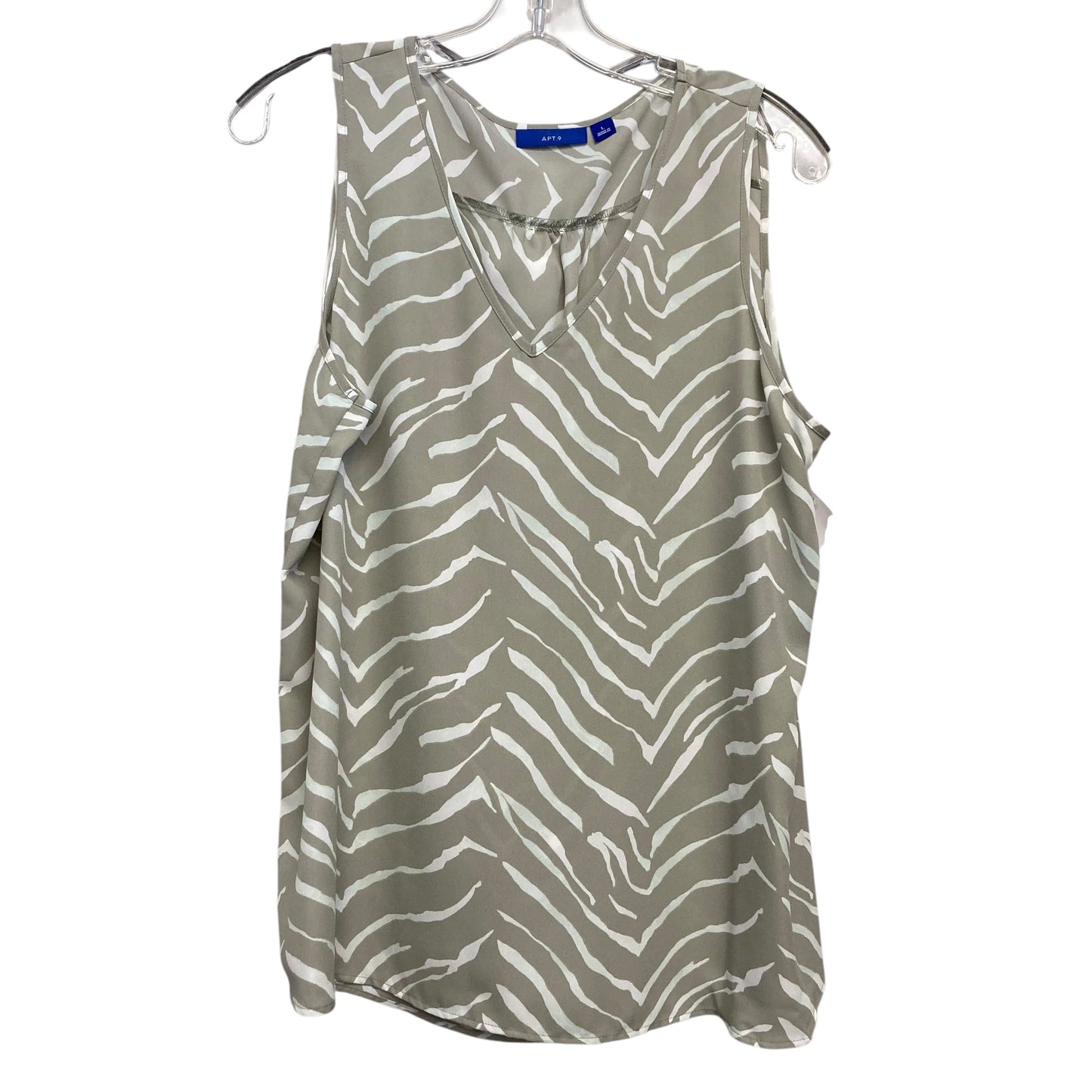 Top Sleeveless By Apt 9 In Green & White, Size:L