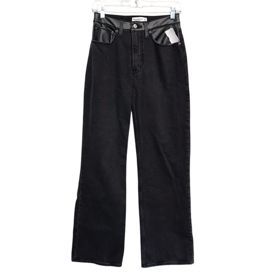 Jeans Wide Leg By Abercrombie And Fitch In Black Denim, Size:2