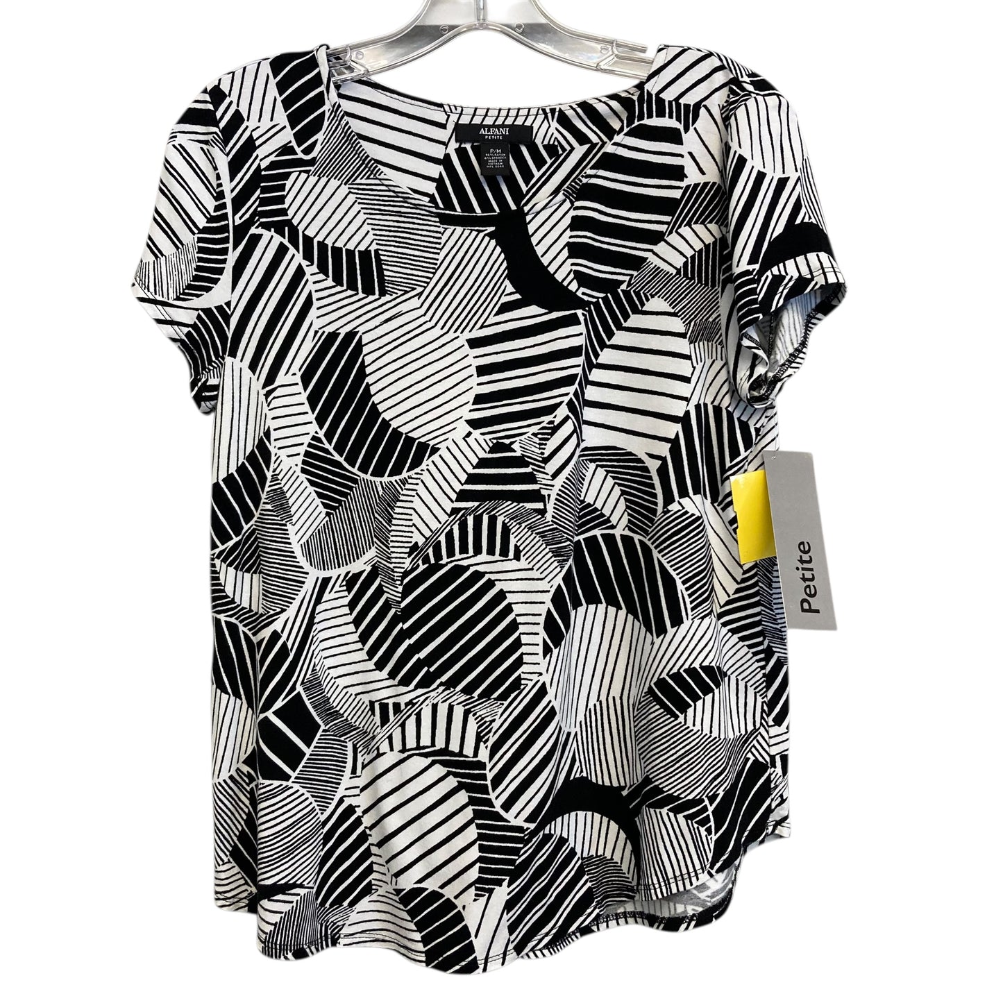 Top Ss Basic By Alfani In Black & White, Size:Mp