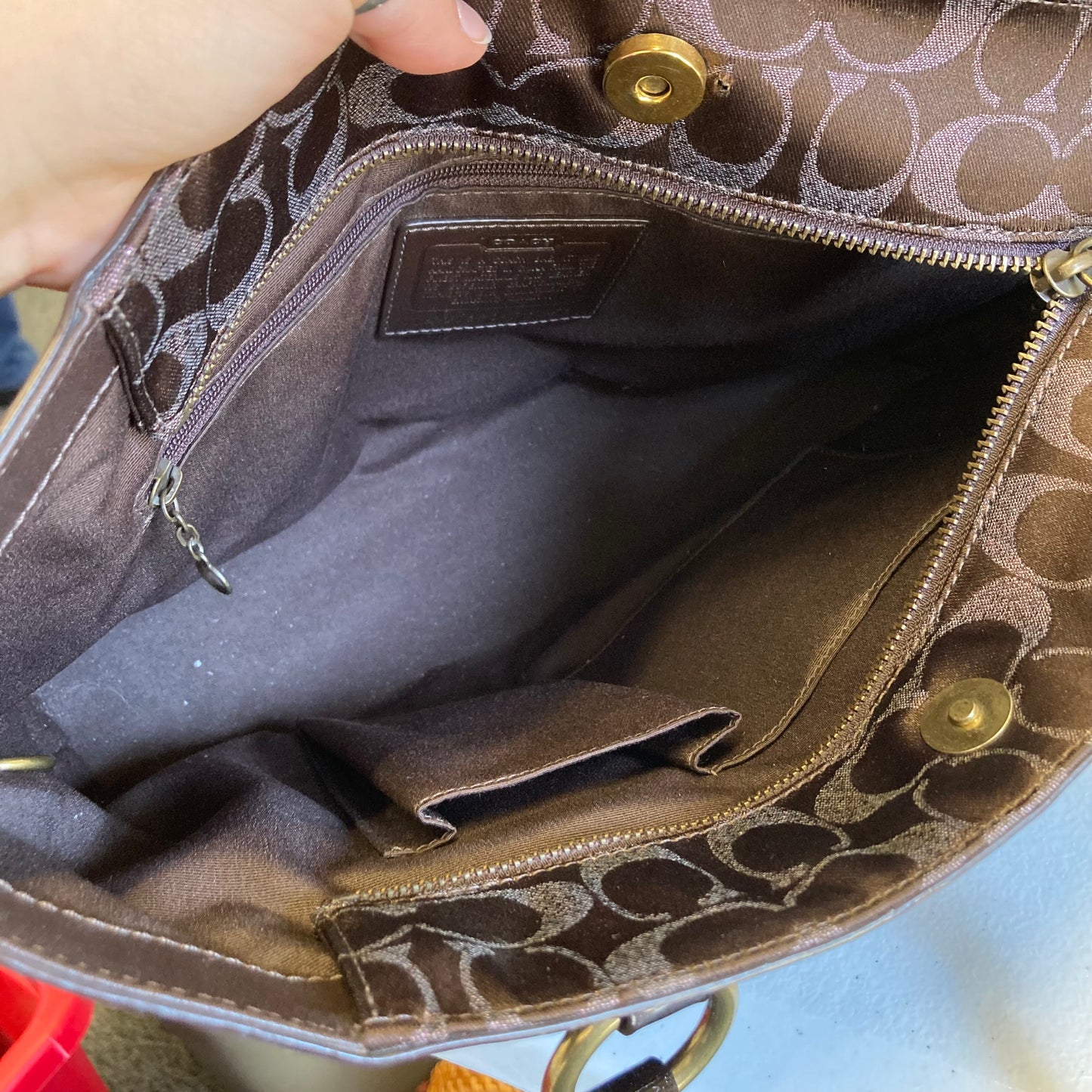 Handbag Designer By Coach In Brown, Size:Medium