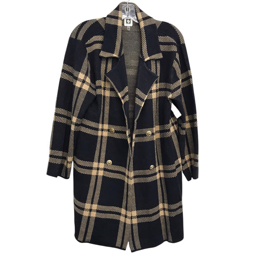 Sweater Cardigan By Anne Klein In Black & Tan, Size:1X