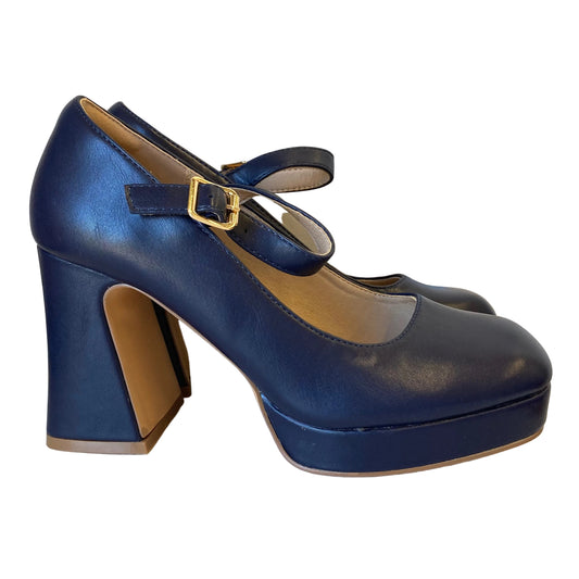 Shoes Heels Block By Idifu  In Blue, Size:8
