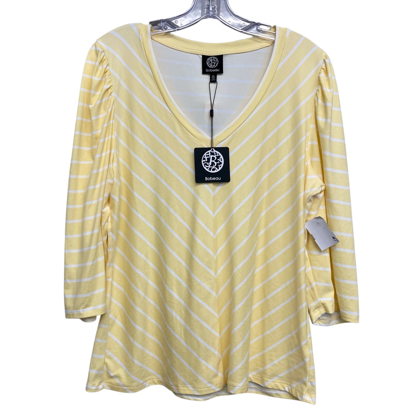 Top Ls By Bobeau In White & Yellow, Size:Xl