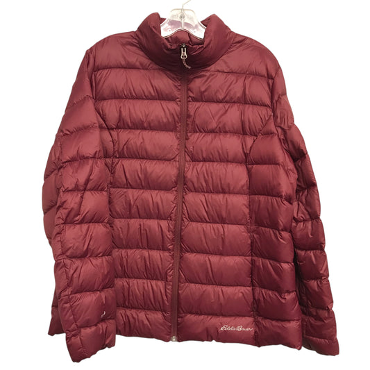 Coat Puffer & Quilted By Eddie Bauer In Maroon, Size:2X