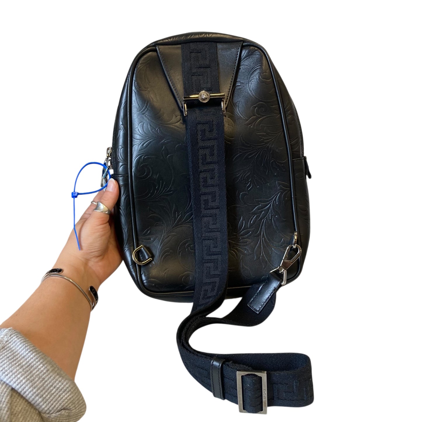 Backpack Luxury Designer By Versace In Black, Size:Medium