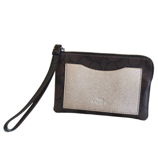 Wristlet Designer By Coach In Brown & Gold, Size:Small