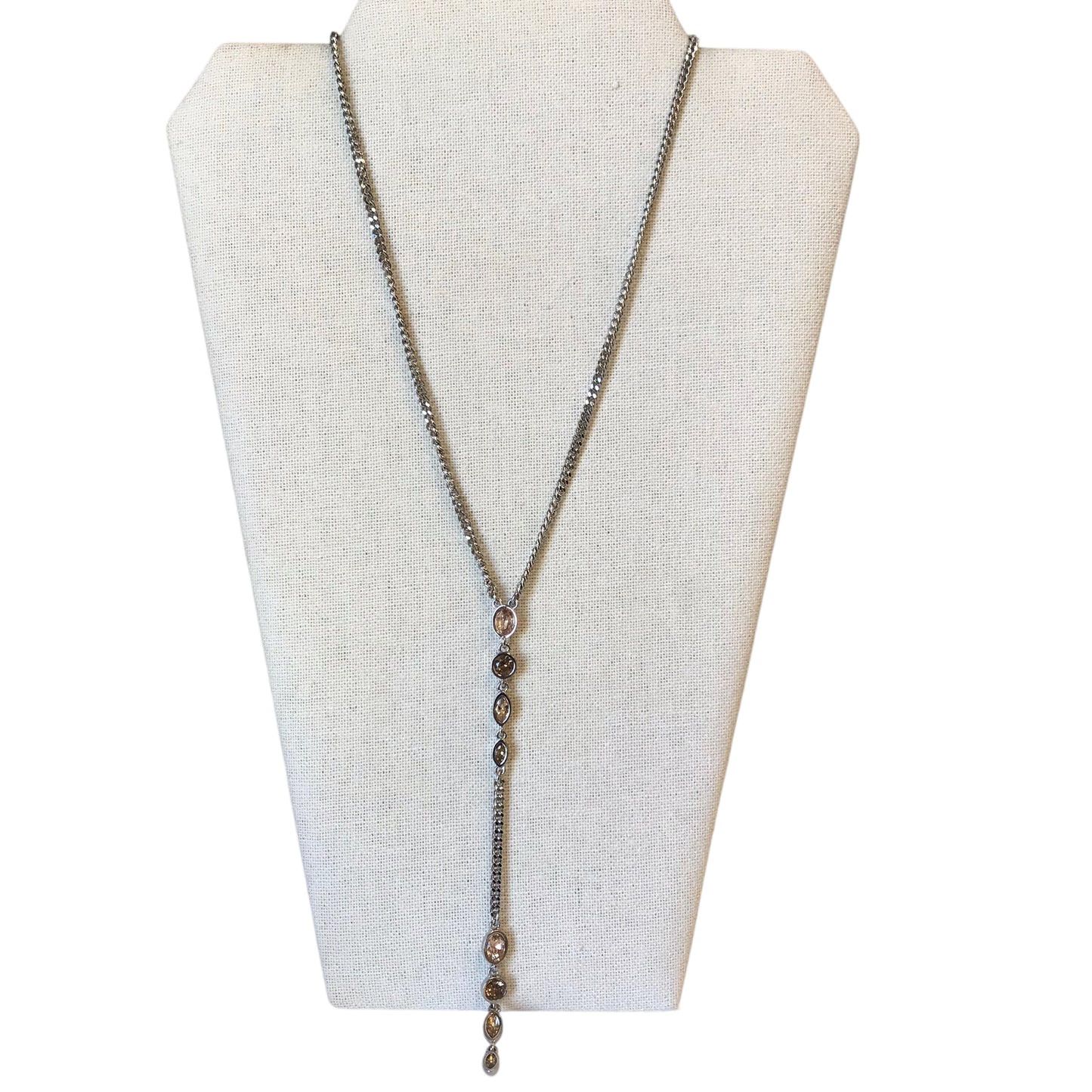 Necklace Lariat & Y-Drop By Dkny In Silver