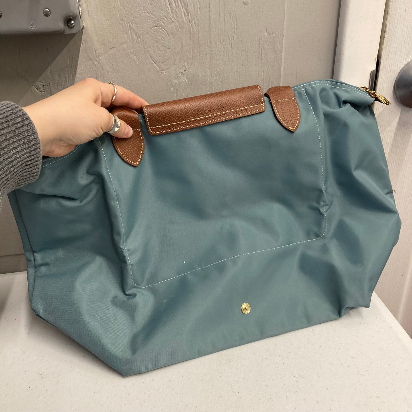 Handbag Designer By Longchamp In Teal, Size:Largee