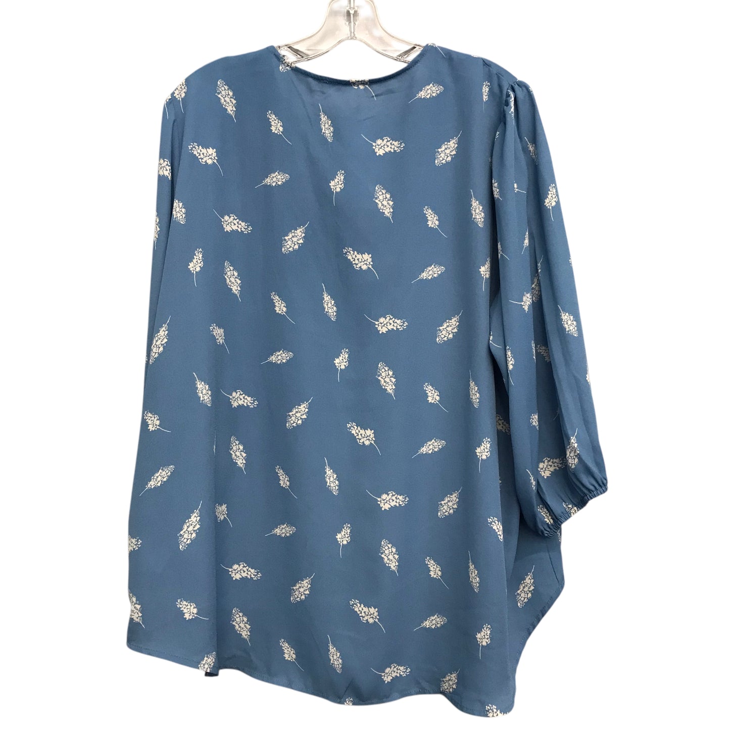 Top 3/4 Sleeve By Lush In Blue & Cream, Size:2X