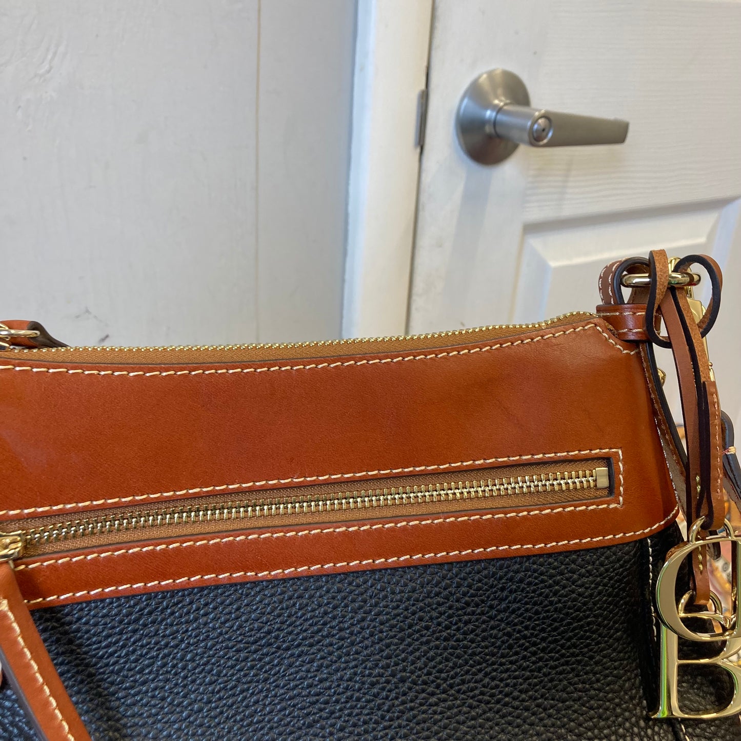 Crossbody Designer By Dooney And Bourke In Black & Brown, Size:Medium