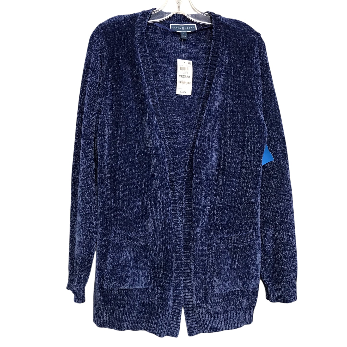 Sweater Cardigan By Karen Scott In Blue, Size:M