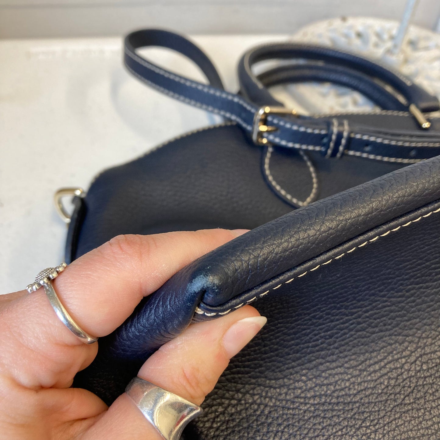 Handbag Designer By Dooney And Bourke In Navy, Size:Medium