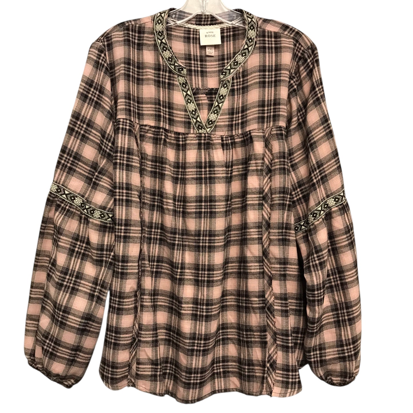 Top Ls By Knox Rose In Plaid Pattern, Size:1X