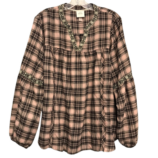 Top Ls By Knox Rose In Plaid Pattern, Size:1X