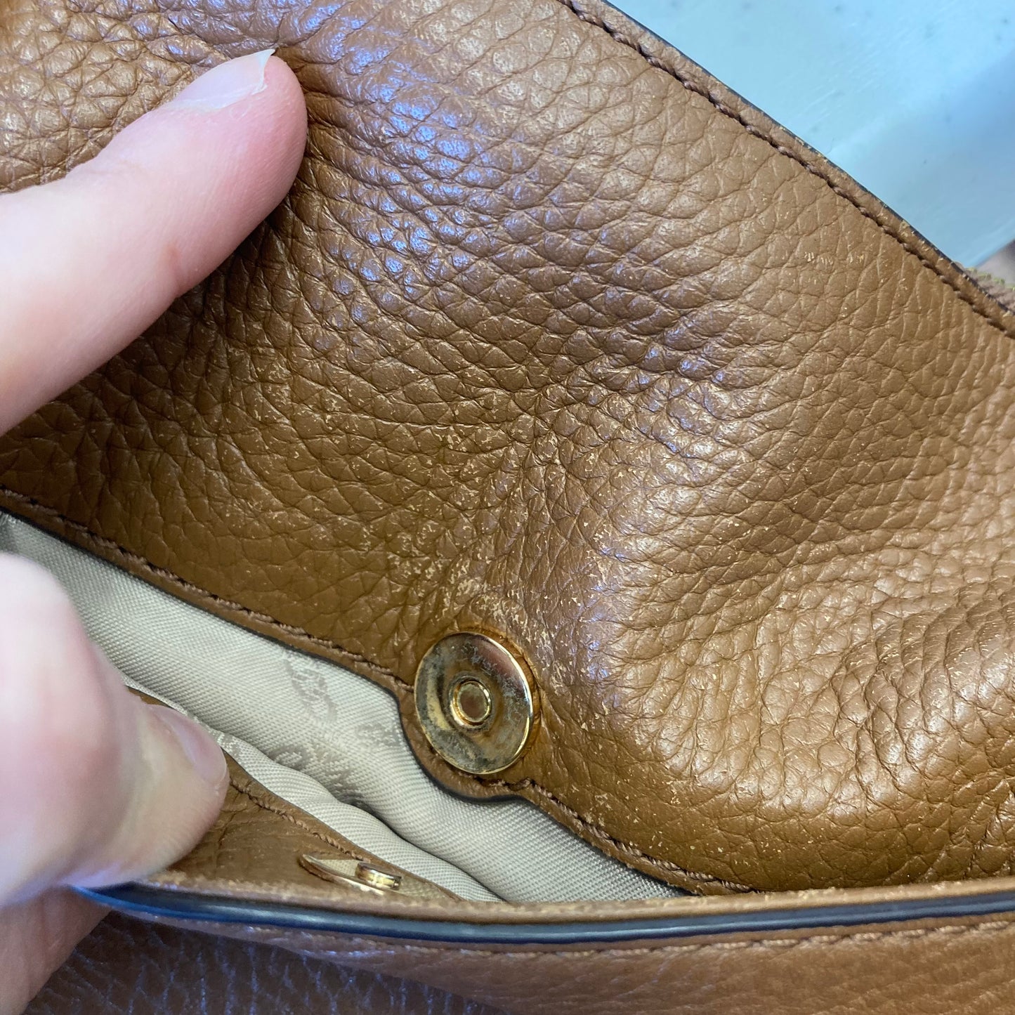 Handbag Designer By Michael Kors In Brown, Size:Large