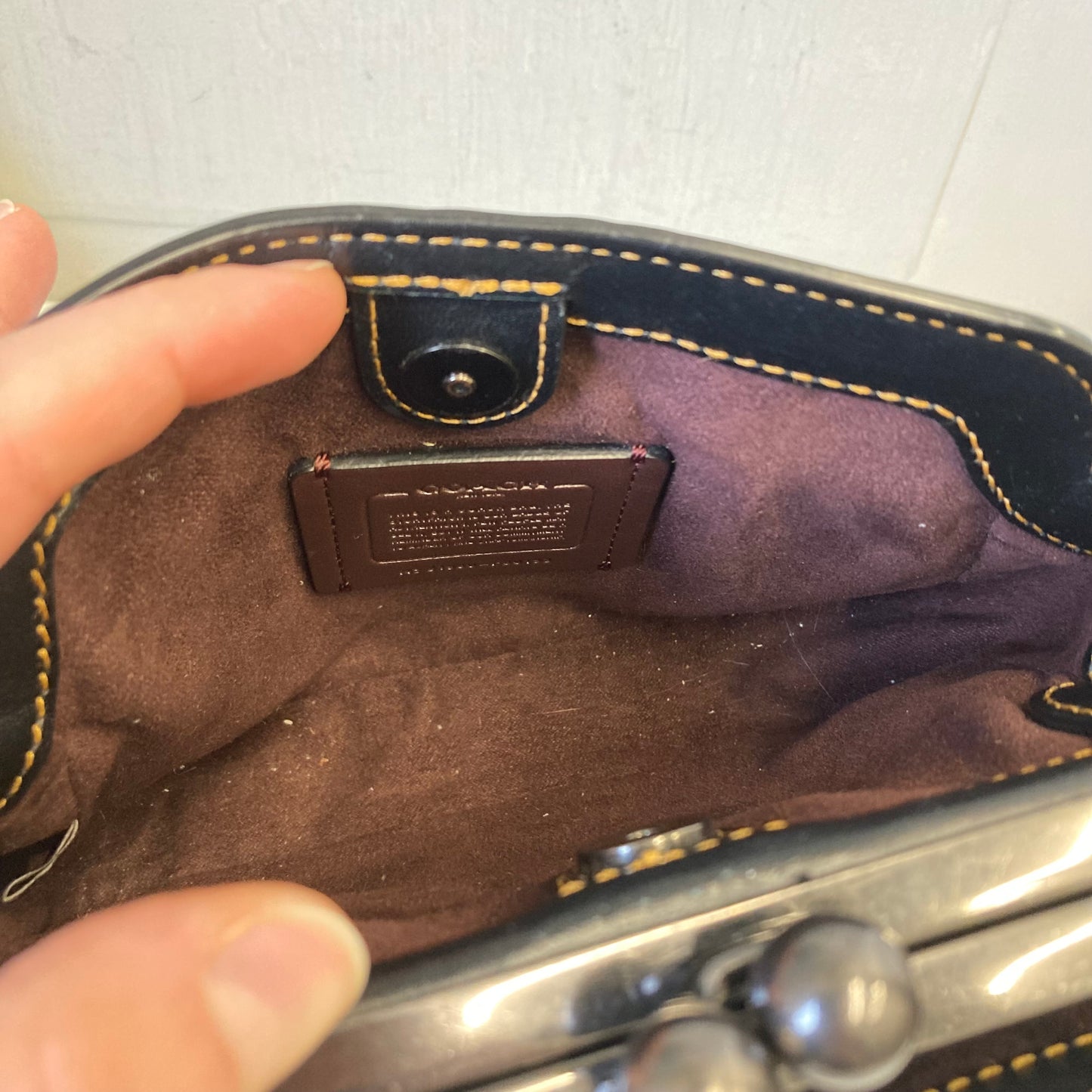 Handbag Designer By Coach In Black, Size:Small