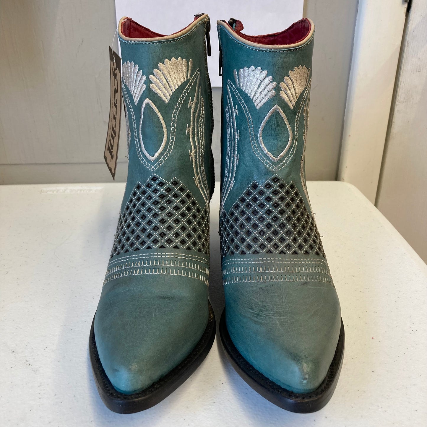 Boots Leather By Ferrini In Blue, Size:8.5