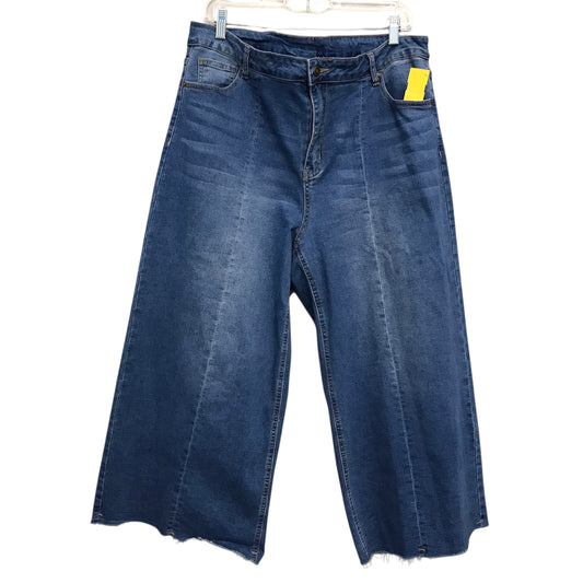 Jeans Wide Leg In Blue Denim, Size:20