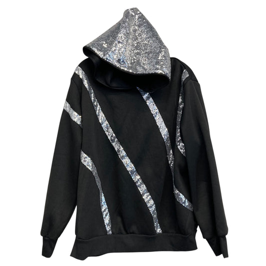 Sweatshirt Hoodie By Shein In Black & Silver, Size:Xl