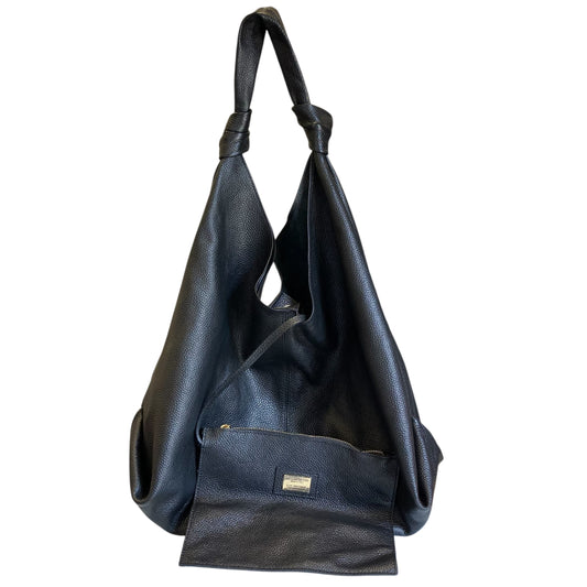 Handbag Leather In Black, Size:Large