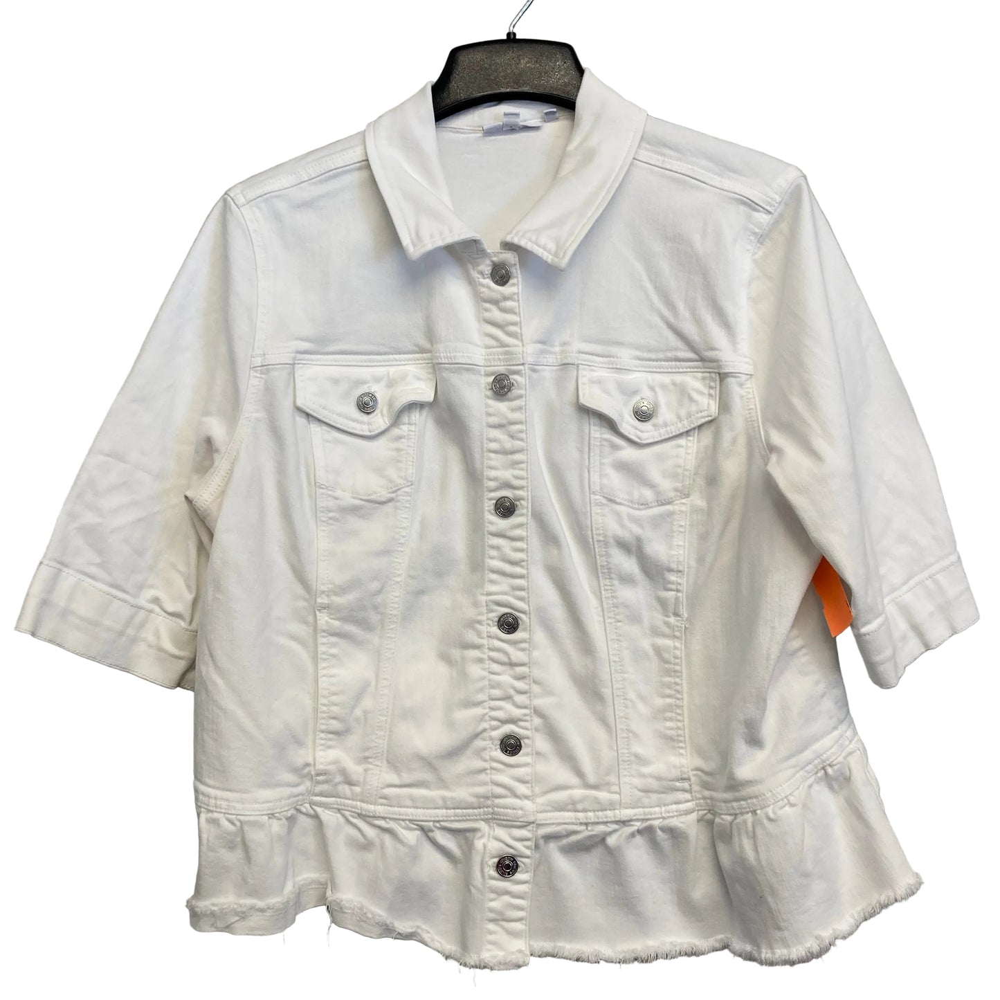 Jacket Denim By Chicos In White, Size:1X