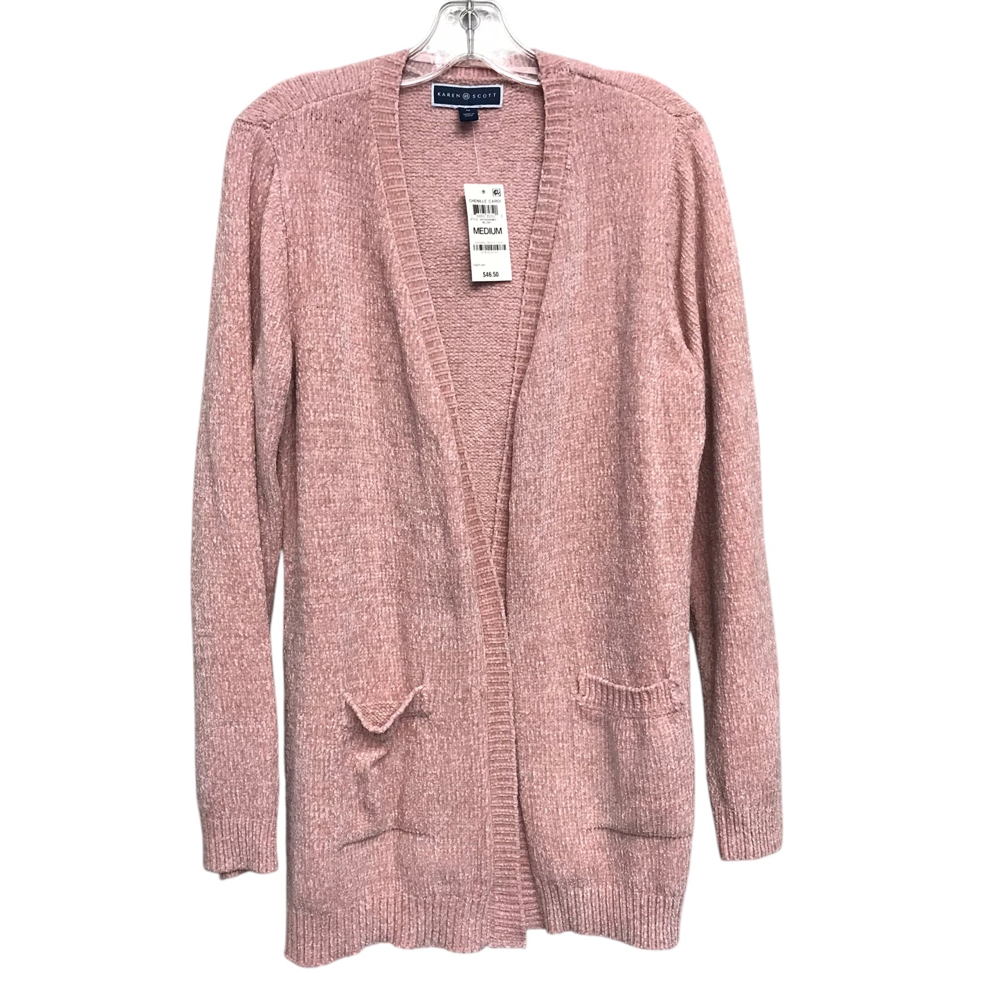 Sweater Cardigan By Karen Scott In Pink, Size:M