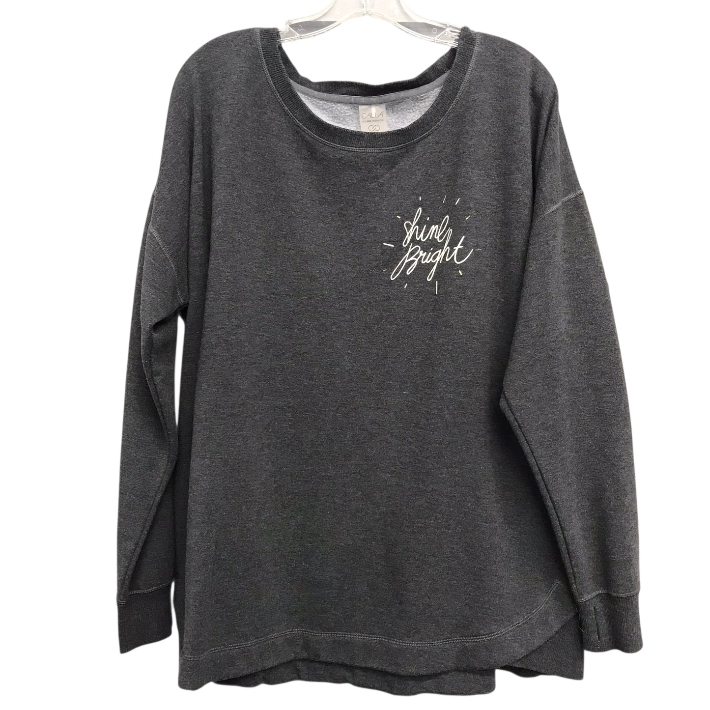 Athletic Sweatshirt Crewneck By Calia In Grey, Size:2X